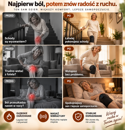 Opaska rozgrzewająca na kolano 3w1: ciepło, masaż, ucisk
